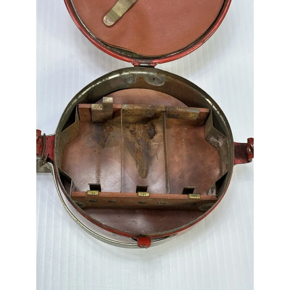 Rare 1930's Embury Mfg Co Warsaw NY USA Red Metal‎ Magnifying Glass Top Lantern